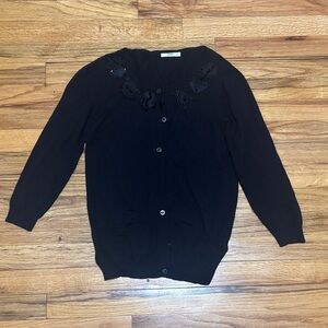 Prada Black Cardigan with Floral Accents